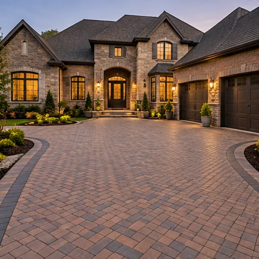 Illustrative brick paver driveway